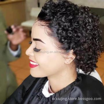 Brazilian Short Human Hair Wigs for Black Women Natural Color Remy Glueless Short Bob Curly Human Hair Wigs Pixie Cut Wigs
